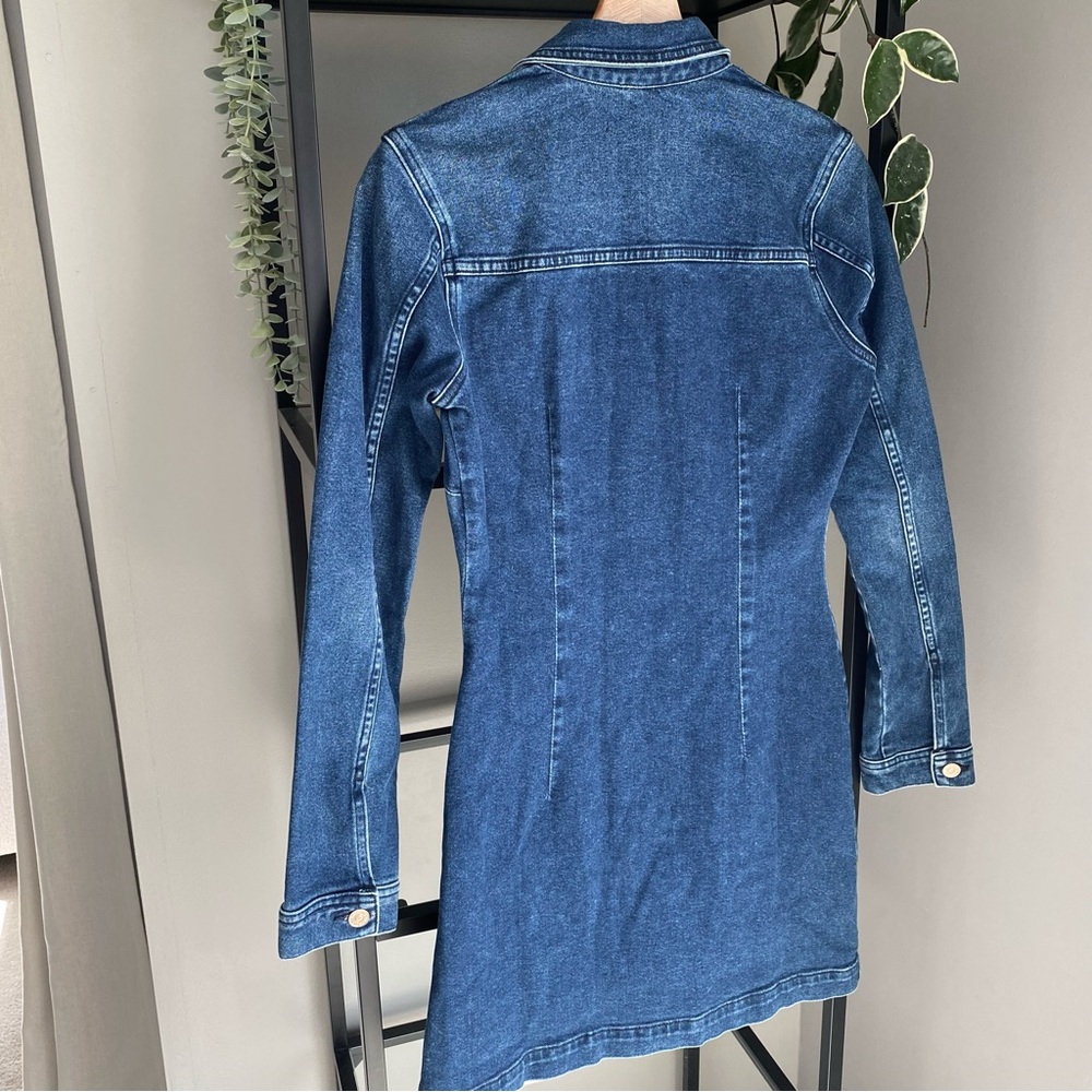 7 For All Mankind Dark Blue Denim Midi Dress - Picture 2 of 6